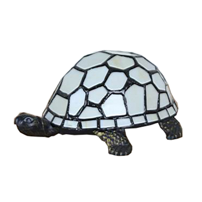 TLC00072- Tiffany Style Stained Glass Turtle Accent Lamp Table Light Antique Bronze Art Glass Shade
