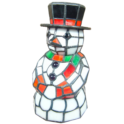 TLC0014 Tiffany Holiday Lighting Snowman Tiffany Glass Accent Lamp stained glass table light Christm