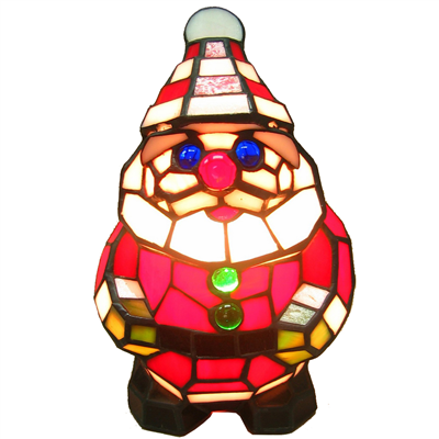 TLC0013 Tiffany Holiday Lighting Santa Claus Tiffany Glass Accent Lamp Christmas Decoration