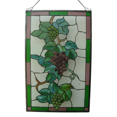 GP00011 Handcrafted Tiffany Style stained glass grape window panel