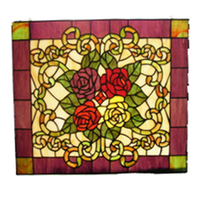 GP00013 tiffany glass rose flower window panel stained glass decoration