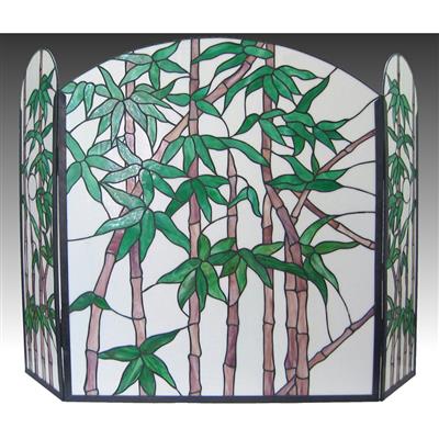 FC0002 Bamboo Tiffany Style Stained Glass Fireplace Screen Vintage Decoration