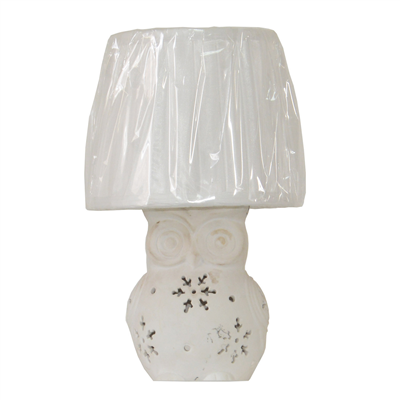 TLF070004 White Owl Ceramic Table Lamp fabric lampshade home decor mini table lights