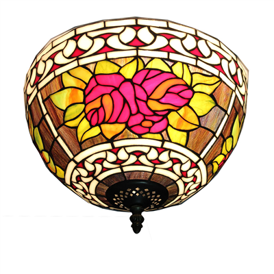 CE120002 12 inch Tiffany Style ceiling lamp Round Glass Flush Mount Ceiling Lighting