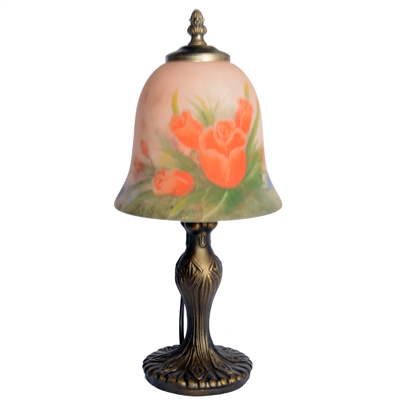TRH070002 7 inch Bell Shade Tulips flower Hand-Painted Glass Lamp 