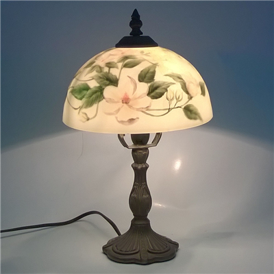 TRH080007 8 inch Reverse Hand Painted Lamp flower glass table lamp