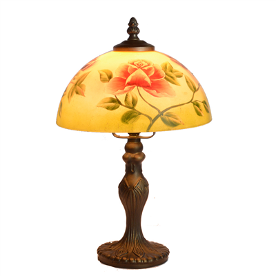 TRH080010 8 inch Reverse Hand Painted Lamp Deep Rich Bronze glass table lamp