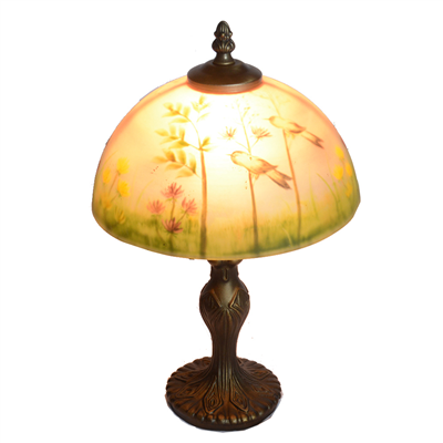 TRH080012 8 inch Reverse Hand Painted Lamp bird Grape glass  table lamp