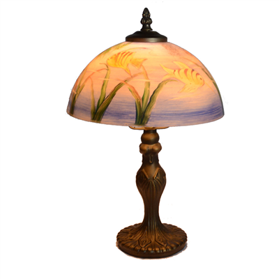 TRH080020 8 inch Reverse Hand Painted Lamp fish Grape glass  table lamp