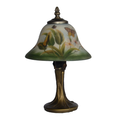 TRH080025 8 inch Reverse Hand Painted Lamp butterfly and flower bell lampshade Grape glass  table