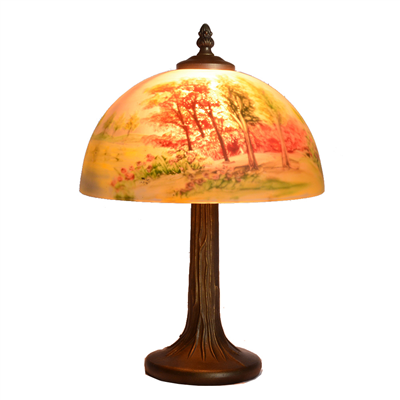 TRH100003 10 inch Reverse Hand Painted Lamp  Mangrove landscape Grape glass table lamp factory