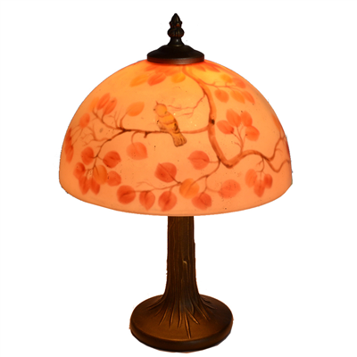 TRH100004 10 inch Reverse Hand Painted Lamp  bird on the tree Grape glass table lamp factory