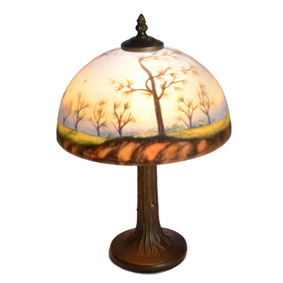 TRH100008 10 inch Reverse Hand Painted Lamp forest landscape Grape glass table lamp factory