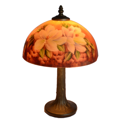 TRH100009 10 inch Reverse Hand Painted Lamp Blooming flower Grape glass table lamp factory
