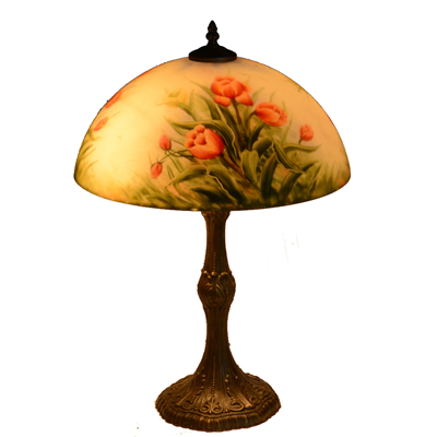 TRH140002 14 inch Reverse Hand Painted Lamp Tulips Grape glass table lamp factory
