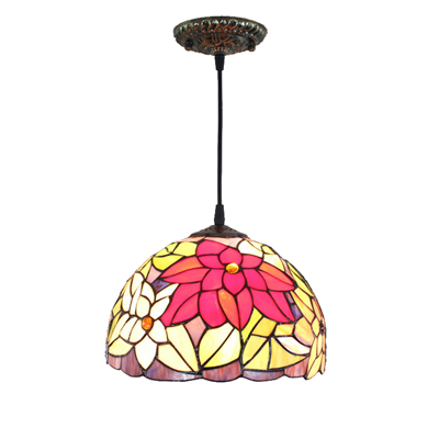 PL120013 12 inch Flower Tiffany Style Pendant Lamp stained glass hanging lighting 