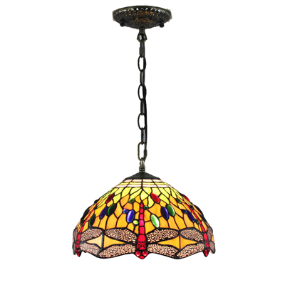 PL120017 12 inch Drangonfly Tiffany Style Pendant Lamp stained glass hanging lighting