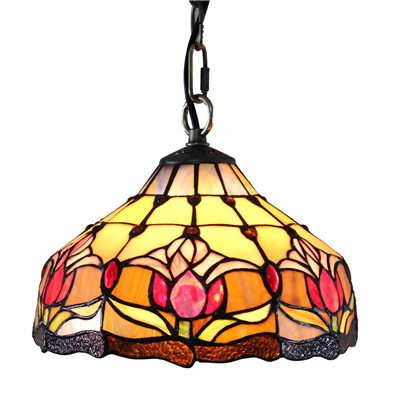 PL080002 8 inch Tulips Tiffany Style Pendant Lamp stained glass hanging lighting