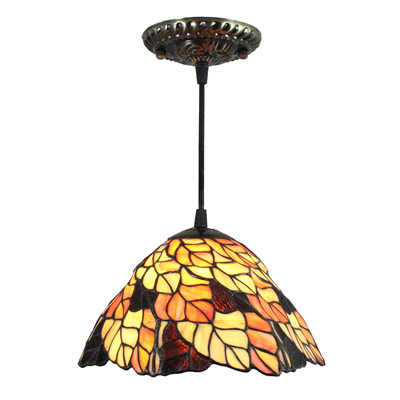 PL080006 8 inch Leaf Tiffany Style Pendant Lamp stained glass hanging lighting 