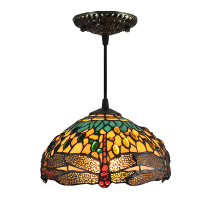 PL080008 8 inch drangonfly Tiffany Style Pendant Lamp stained glass hanging lighting 