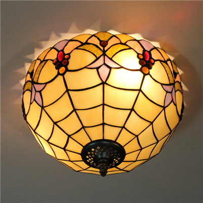 CE120019 12 inch tiffany ceiling lamp Round Glass Flush Mount Ceiling Lighting
