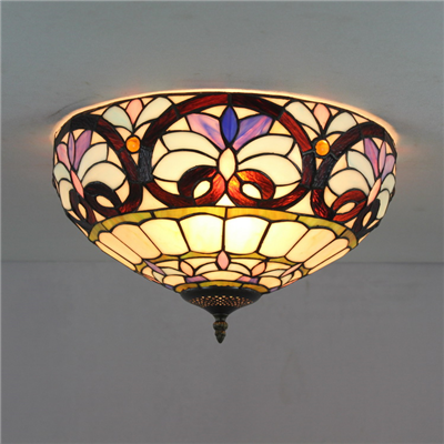 CE120022 12 inch Tiffany Style ceiling lamp Round Glass Flush Mount Ceiling Lighting