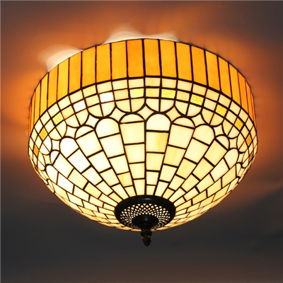 CE120023 12 inch tiffany ceiling lamp Round Glass Flush Mount Ceiling Lighting