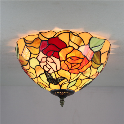 CE120028 12 inch tiffany ceiling lamp Round Glass Flush Mount Ceiling Lighting