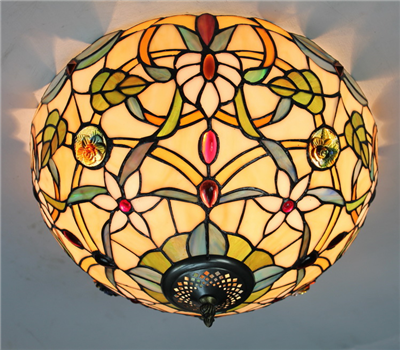 CE120029 12 inch tiffany ceiling lamp Round Glass Flush Mount Ceiling Lighting