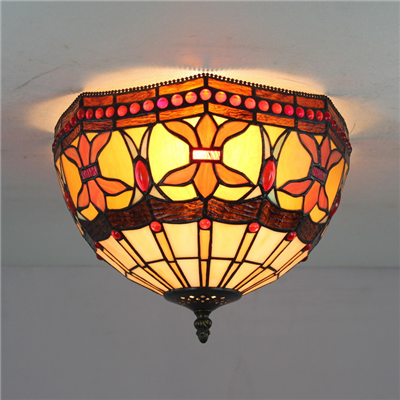 CE120032 12 inch tiffany ceiling lamp Round Glass Flush Mount Ceiling Lighting