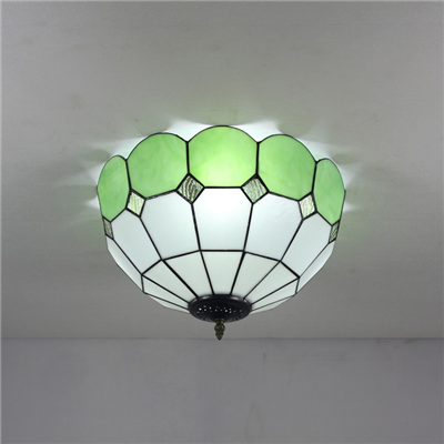 CE120038 12 inch tiffany ceiling lamp Round Glass Flush Mount Ceiling Lighting