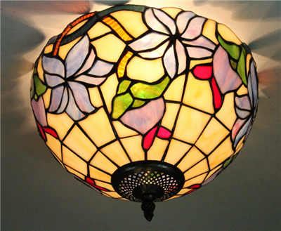 CE120039 12 inch tiffany ceiling lamp Round Glass Flush Mount Ceiling Lighting