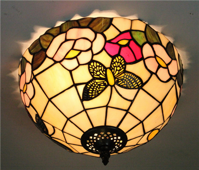 CE120041 12 inch tiffany ceiling lamp Round Glass Flush Mount Ceiling Lighting