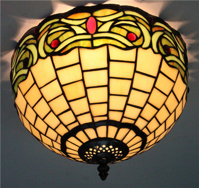 CE120042 12 inch tiffany ceiling lamp Round Glass Flush Mount Ceiling Lighting