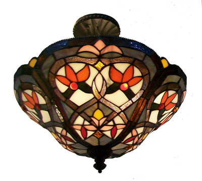 CE160002 16 inch tiffany ceiling lamp Round Glass Flush Mount Ceiling Lighting