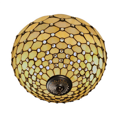 CE160007 16 inch tiffany ceiling lamp Round Glass Flush Mount Ceiling Lighting
