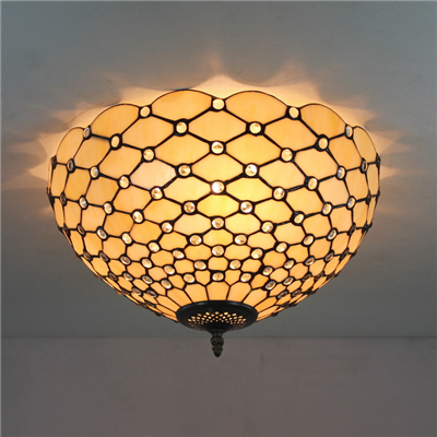 CE160018 16 inch tiffany ceiling lamp Round Glass Flush Mount Ceiling Lighting