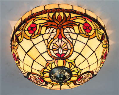 CE160024 16 inch tiffany ceiling lamp Round Glass Flush Mount Ceiling Lighting