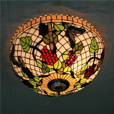 CE200001 20 inch tiffany ceiling lamp Round Glass Flush Mount Ceiling Lighting