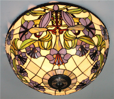 CE200007 20 inch tiffany ceiling lamp Round Glass Flush Mount Ceiling Lighting