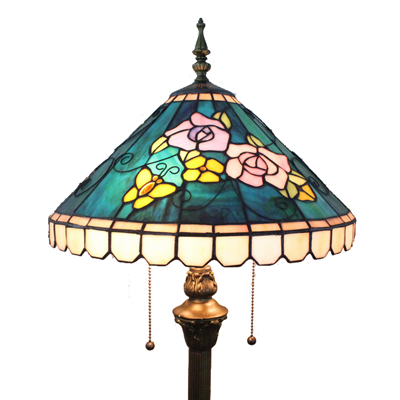 FL160035 16 inch Two lights Tiffany floor lamp stained glass floor lamp from China 落地灯  