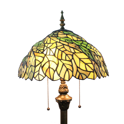 FL160037 16 inch Two lights  rotate leaves Tiffany floor lamp stained glass floor lamp from China  
