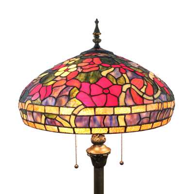 FL160038 16 inch Two lights flower Tiffany floor lamp stained glass floor lamp from China  