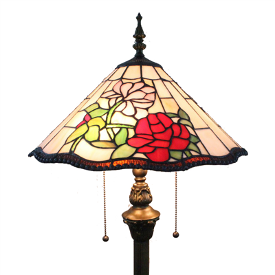 FL160039 16 inch Two lights flower Tiffany floor lamp stained glass floor lamp from China  39
