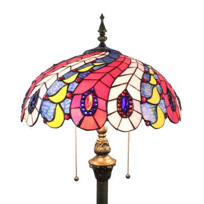 FL160041 16 inch Two lights Tiffany floor lamp stained glass floor lamp from China  