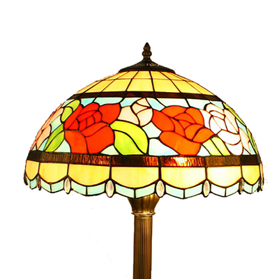 FL160047 16 inch Two lights flower Tiffany floor lamp stained glass floor lamp from China  
