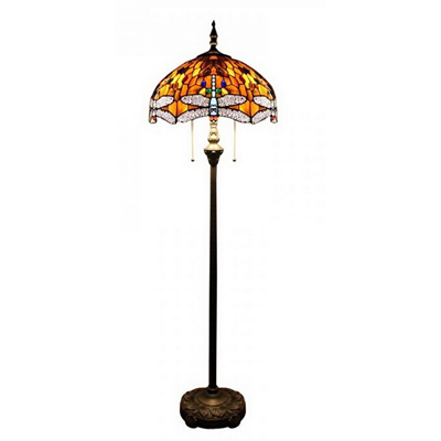 FL160049 16 inch Two lights  dragonfly Tiffany floor lamp stained glass floor lamp from China  