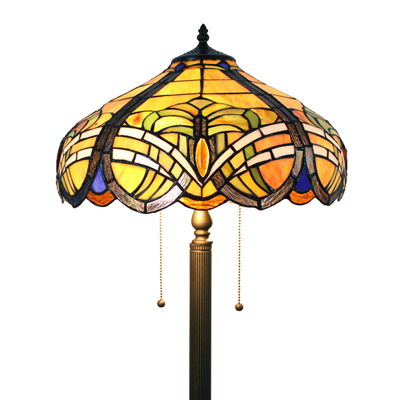 FL160053 16 inch Two lights Tiffany floor lamp stained glass floor lamp from China  