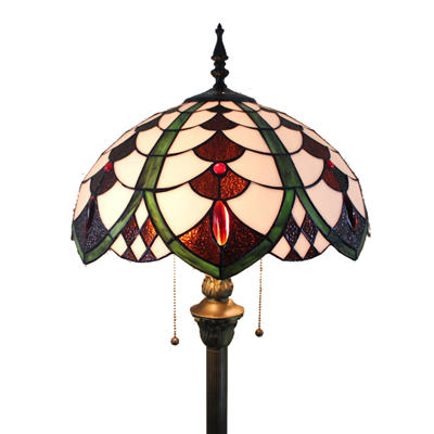 FL160055 16 inch Two lights Tiffany floor lamp stained glass floor lamp from China  