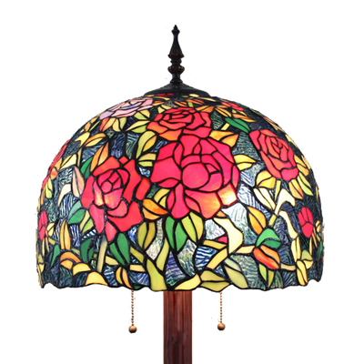 FL160061 16 inch Two lights rose Tiffany floor lamp stained glass floor lamp from China  